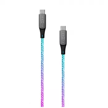 Cavo di ricarica USB-C su USB-C FIXED FIXDLED-CC-RA con supporto PD e lunghezza fissa, LED arcobaleno integrato