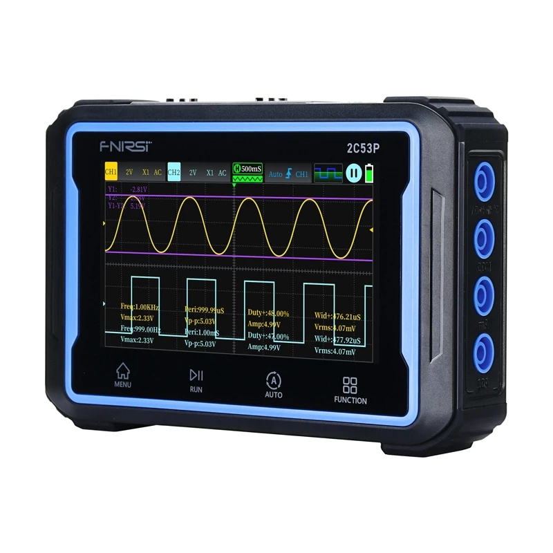 Oscilloscopio portatile 3-in-1 FNIRSI 2C53P con touchscreen da 4,3 pollici