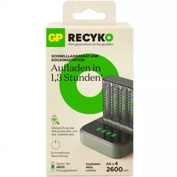 Docking station caricabatterie GP M452 per batterie ricaricabili NiMH Micro AAA, Mignon AA