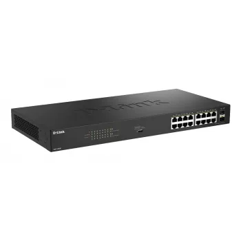 D-Link Switch PoE Gigabit unmanaged 18 porte DGS-1018P/E — 16 x Gigabit RJ-45, PoE (IEEE 802.3af/at), capacità di switching 36 Gbit/s