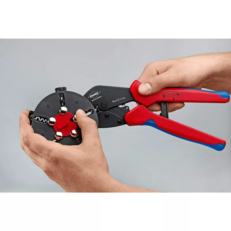 Knipex 97 33 02 pinza crimpatrice per cavi attrezzo crimpatura blu, rosso