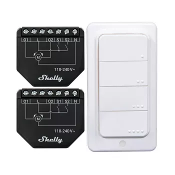 Set controller WiFi Shelly Shutter BLU RC Button 4 — relè smart per tapparelle e persiane