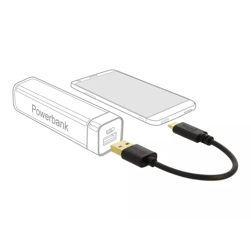 Cavo di ricarica USB DeLOCK Type-A su USB Type-C 15 cm nero