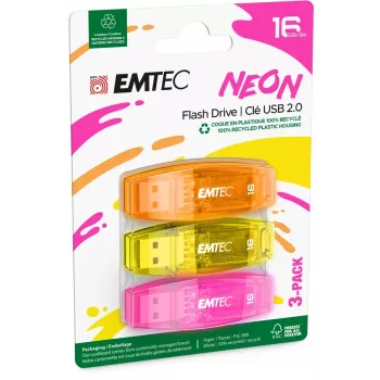 Chiavetta USB Emtec C-410 - USB 2.0 - 16 GB - NEON (ECMMD16GC410P3NEO)