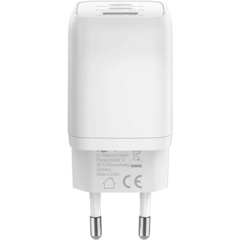 Caricabatterie rapido USB-C Nano, PD, GaN, 65 Watt (bianco, 1x USB-A, 2x USB-C PD, Charge 3.0)