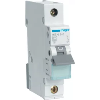 Hager MBN140. Numero di poli: 1P. Frequenza di rete: 50/60 Hz, corrente nominale di uscita: 40 A (MBN140)