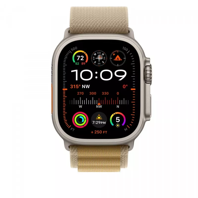Cinturino Apple 49mm Tan Alpine Loop Large Natural Titanium Finish
