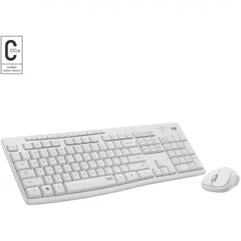Logitech MK295 set tastiera e mouse silenziosi, bianco, wireless via ricevitore USB, layout svizzero, 920-009872