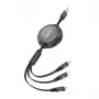 Cavo retrattile 3-in-1 FONENG X113 1,1 m nero — Lightning, USB-C, Micro-USB