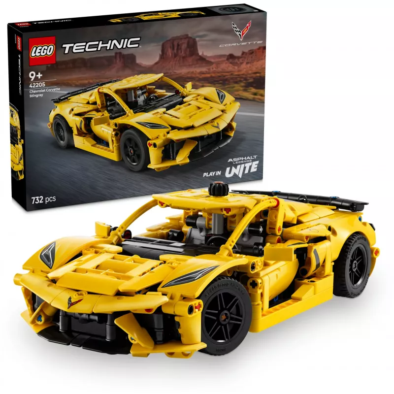 LEGO Technic Corvette Stingray 42205 modello cabrio e coupé 2-in-1, 732 pezzi, 80×270×140 mm