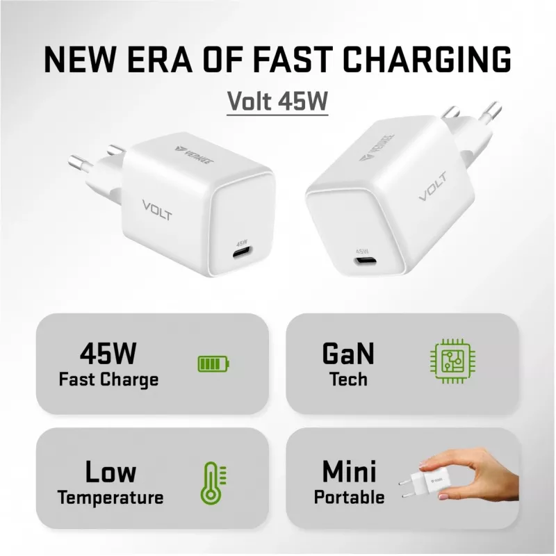 Caricabatterie USB-C YENKEE G45 VOLT 45W Power Delivery 3.0, uscita 3A