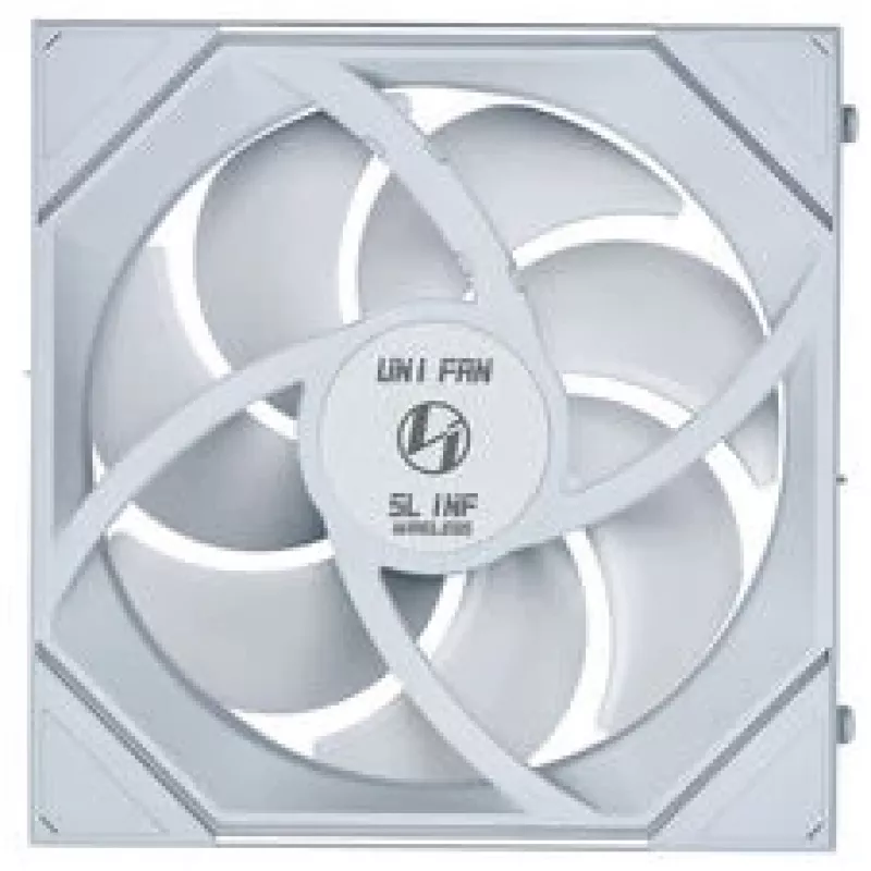 Ventola Lian Li UNI FAN SL-INF Wireless ARGB PWM Reverse Blade 140 mm, bianca