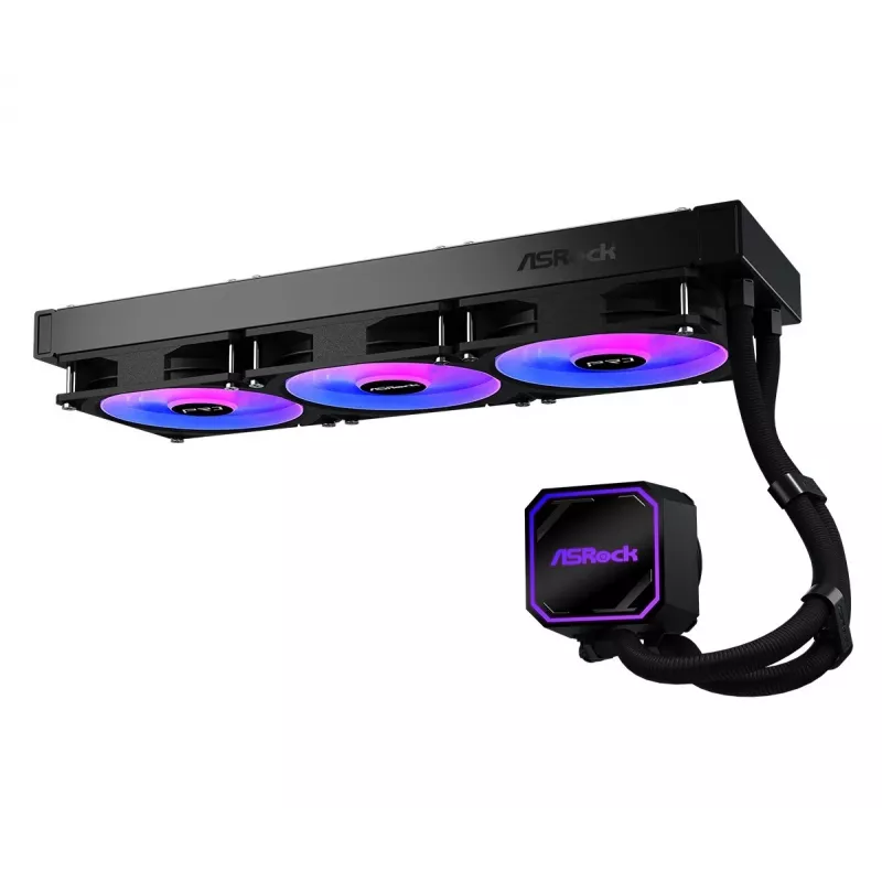 Dissipatore CPU ASROCK Pro 360 ARGB nero — modello ASROCK 90-APRA36-BAAGA6, dissipatore liquido AIO da 360 mm, illuminazione ARGB