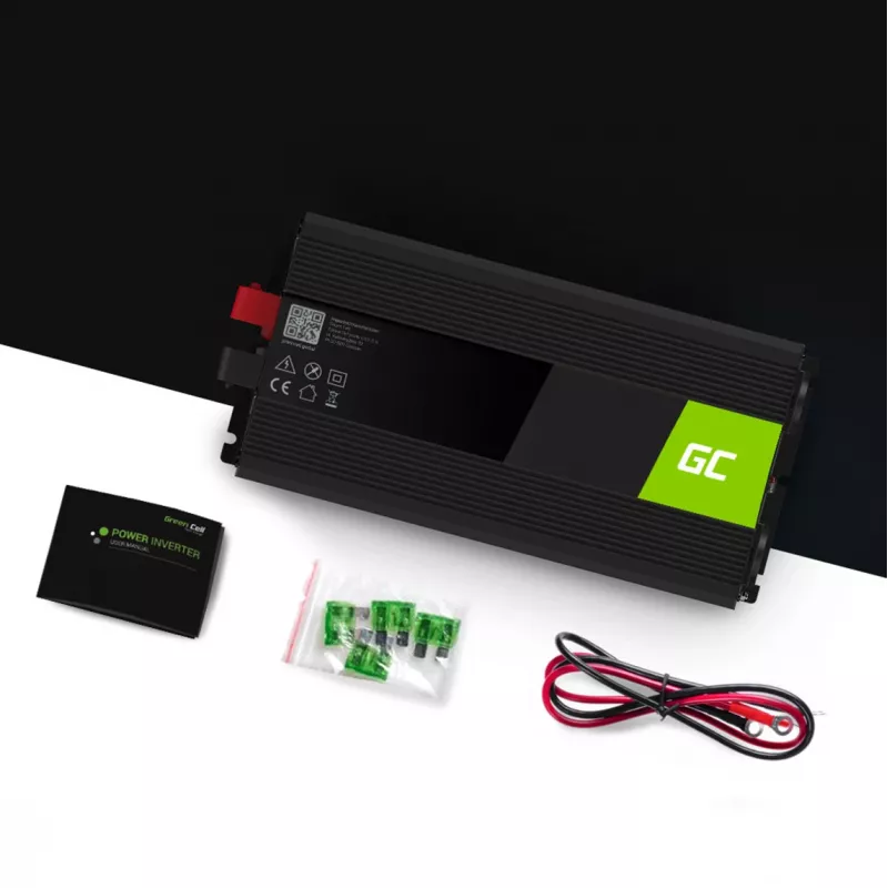 Inverter Green Cell INV10 2000 W, 12 V DC a 230 V AC, uscita Type-C, 50 Hz, nero