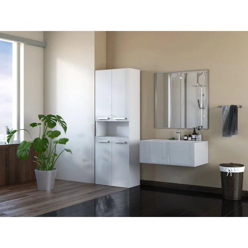 Armadietto contenitore bagno Topeshop NEL 1K DK BPOŁ bianco 5 ripiani