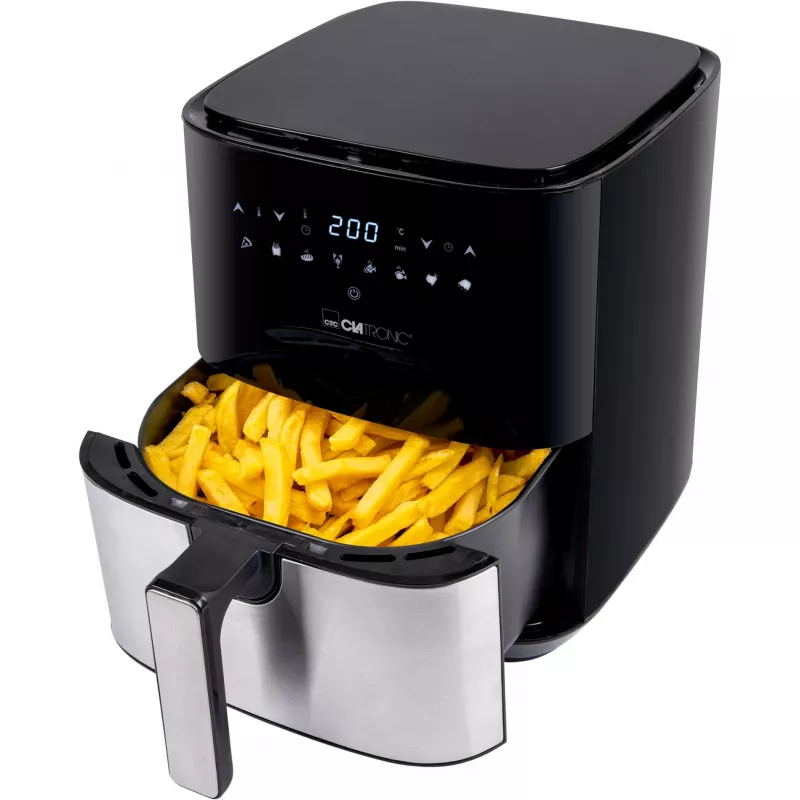 Clatronic FR 3782 H, friggitrice ad aria, 5 l, 80 °C, 200 °C, singolo cestello, nero, acciaio inox