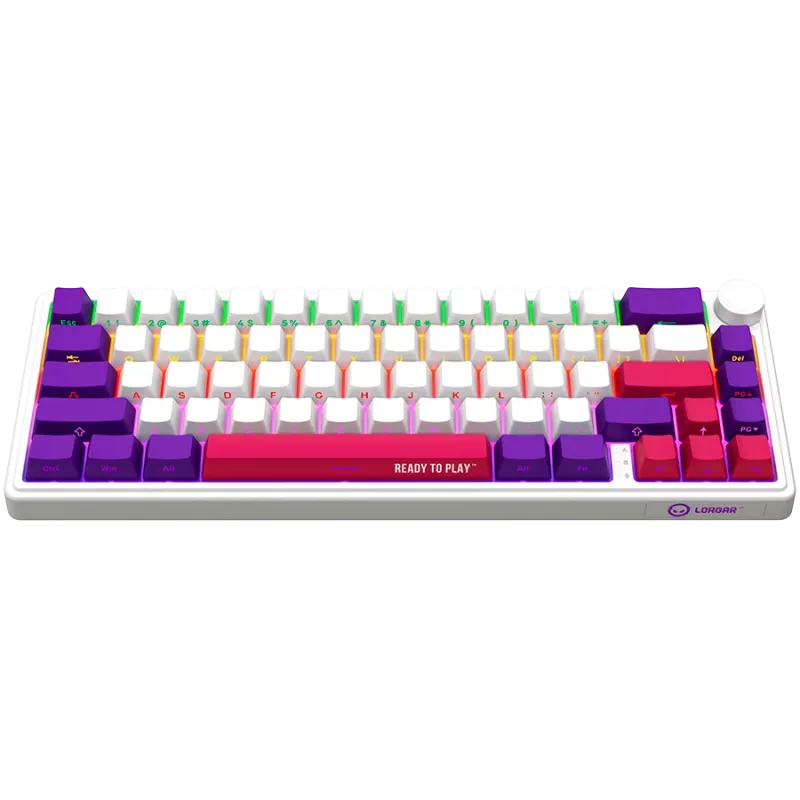 LORGAR KBP70MW, tastiera da gaming meccanica wireless 65% Pro, bianco, layout EN