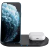 Caricatore docking station wireless 2in1 QI 10W/USB-C/LED nero