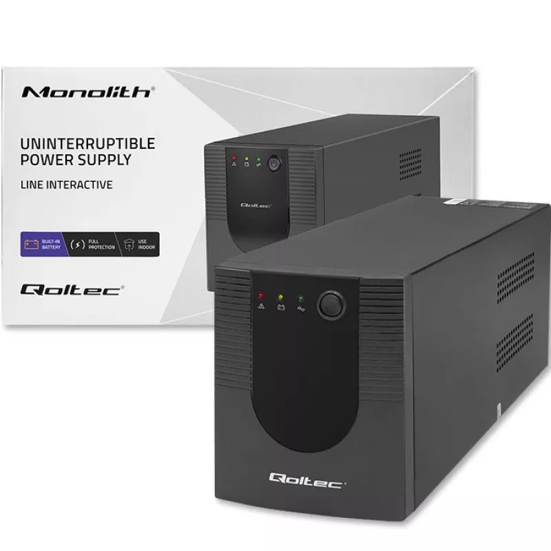 Qoltec Monolith 53775 gruppo di continuità UPS Line-Interactive, 1200 VA (1,2 kVA) / 720 W, AVR, 4 prese AC, nero