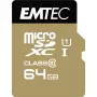 EMTEC Gold+ - scheda di memoria flash (adattatore SD incluso) - 64 GB - Class 10 - microSD - oro (ECMSDM64GXC10GP)