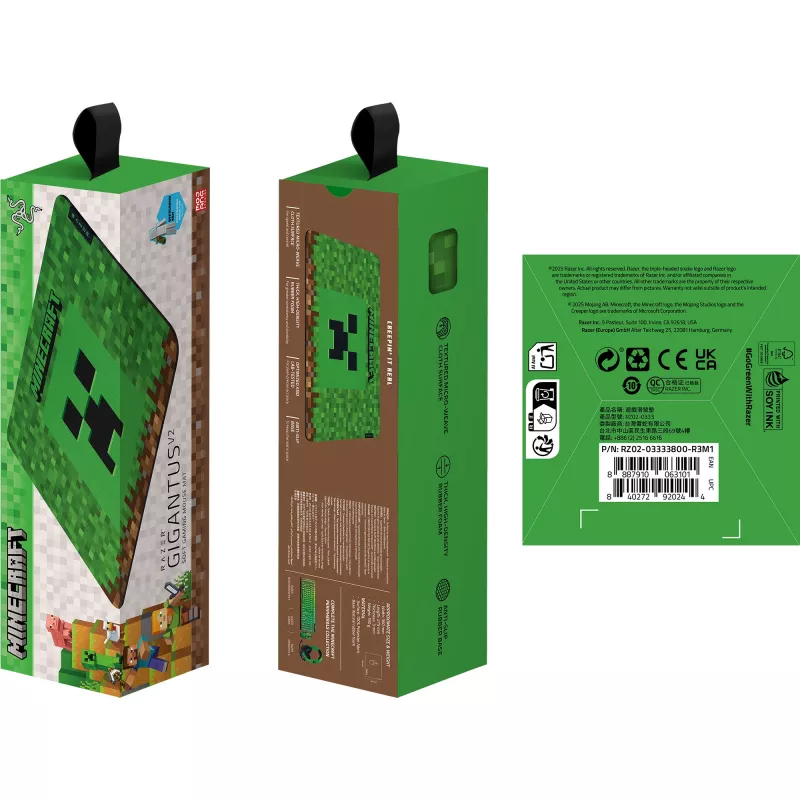 Tappetino per mouse Razer Gigantus V2 Medium Minecraft Edition — superficie texturizzata, base in gomma, formato medio