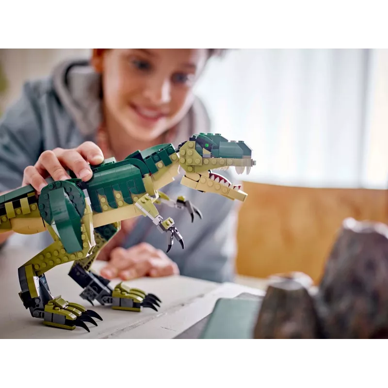 Giocattolo da costruzione LEGO Creator 3-in-1 kit T.Rex, 626 pezzi, 150 mm di altezza, età 9+