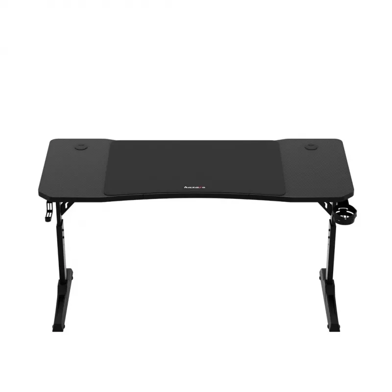 Scrivania da gaming huzaro Hero 3.6 — rettangolare 1400×600 mm, regolabile in altezza 560–790 mm, nero, gambe a H, piano da 15 mm