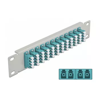 Patch panel fibra ottica DeLOCK 10 pollici 12 porte LC quad acqua 1U grigio