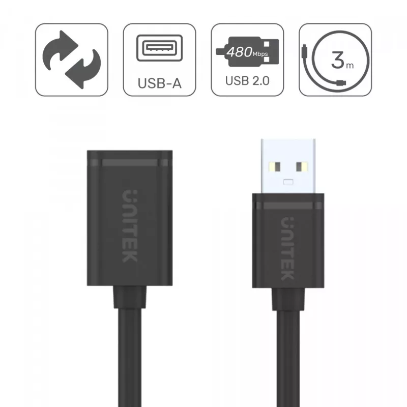 Cavo USB UNITEK Y-C447GBK 0,5 m USB 2.0 nero