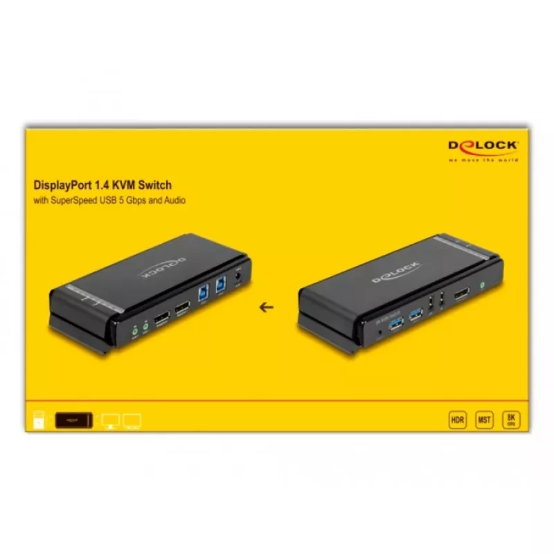 Switch KVM DeLOCK DisplayPort 1.4 8K 60Hz USB Audio
