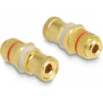 Adattatore audio DeLOCK femmina a femmina anello rosso 2 x femmina oro