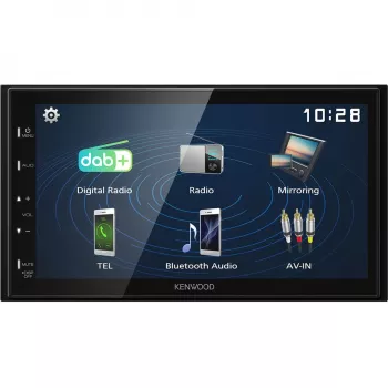 Kenwood Electronics DMX129DAB. Colore prodotto: nero, formato DIN: 2 DIN, potenza di uscita: 64 W. Convertitore audio D/A: 24bit, formati audio supportati: