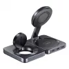 Stazione di ricarica wireless pieghevole 3 in 1 UNITEK P1300AGY01 Qi2 15 W, grigio