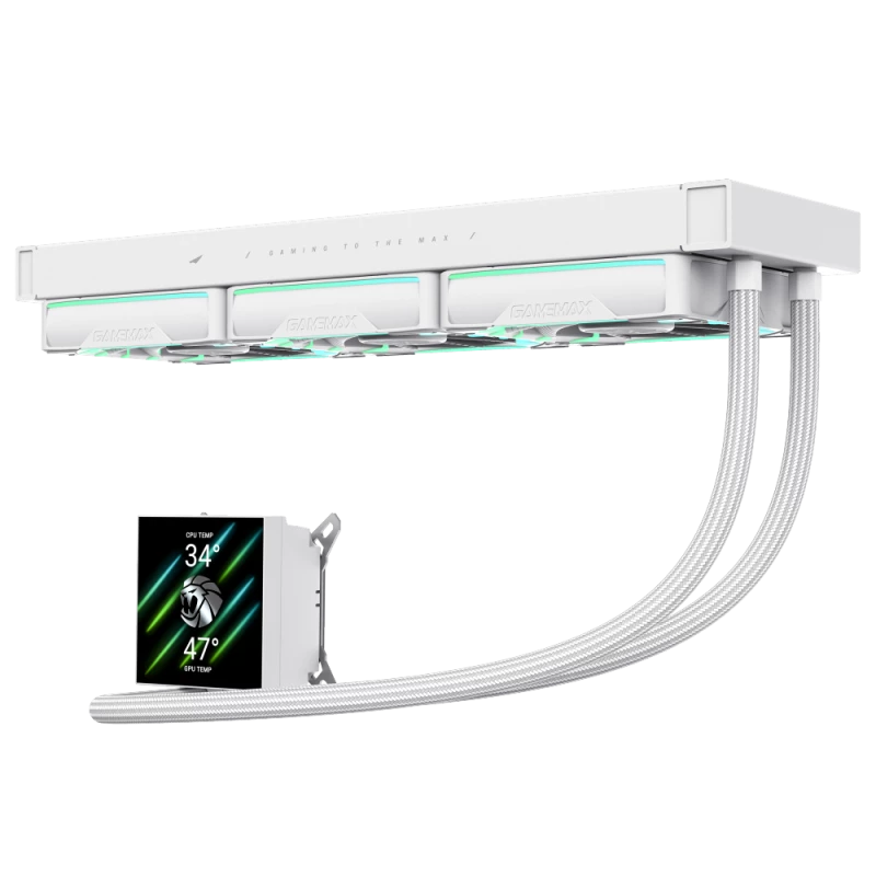 Gamemax | Dissipatore a liquido per CPU | HAILSTORM 360 LCD | bianco