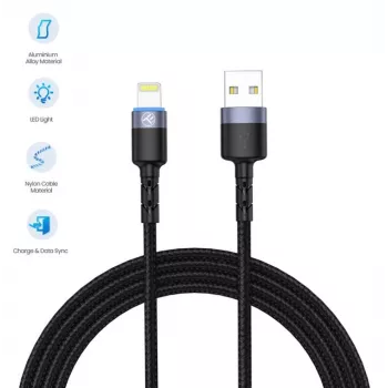 Cavo dati USB-Lightning Tellur 1,2 m in nylon intrecciato nero