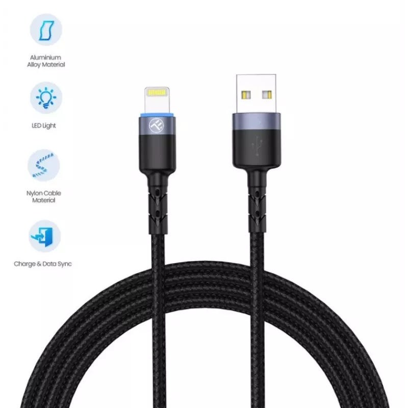 Cavo dati USB-Lightning Tellur 1,2 m in nylon intrecciato nero