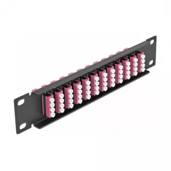 Patch panel fibra ottica DeLOCK 10 pollici 12 porte LC quad viola 1U nero