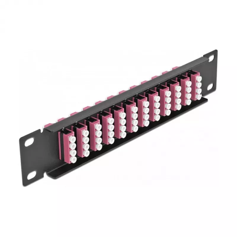 Patch panel fibra ottica DeLOCK 10 pollici 12 porte LC quad viola 1U nero