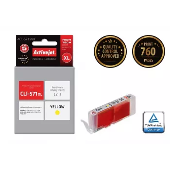 Activejet ACC-571YNX inchiostro (sostituto per Canon CLI-571XLY; Supreme; 12 ml; giallo)