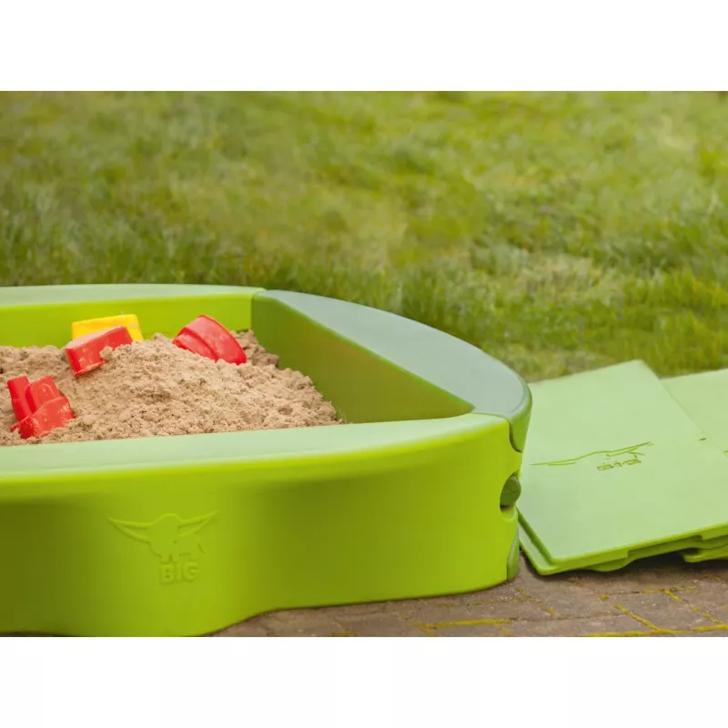 Sabbiera Simba-Dickie BIG 800056733, plastica, 1380×1380 mm, panche integrate, verde