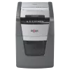 Distruggidocumenti REXEL Optimum AutoFeed+ 100X — alimentazione automatica 100 fogli, taglio incrociato 4 x 28 mm, contenitore di raccolta 34 L, alluminio
