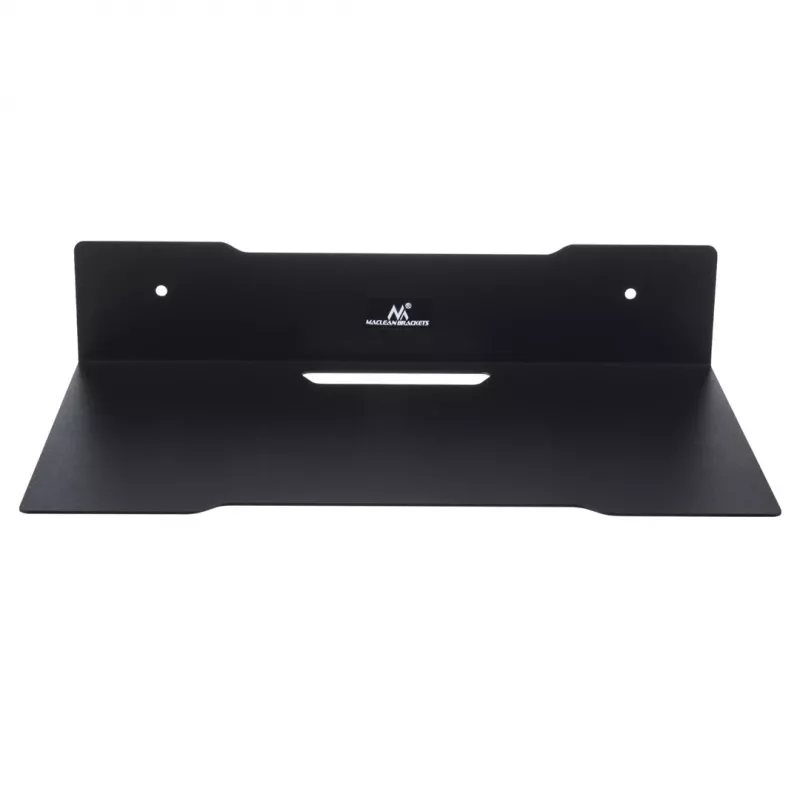 Mensola da parete per decoder MACLEAN MC-122, acciaio, nera, carico max. 5 kg, interasse fori 219 mm
