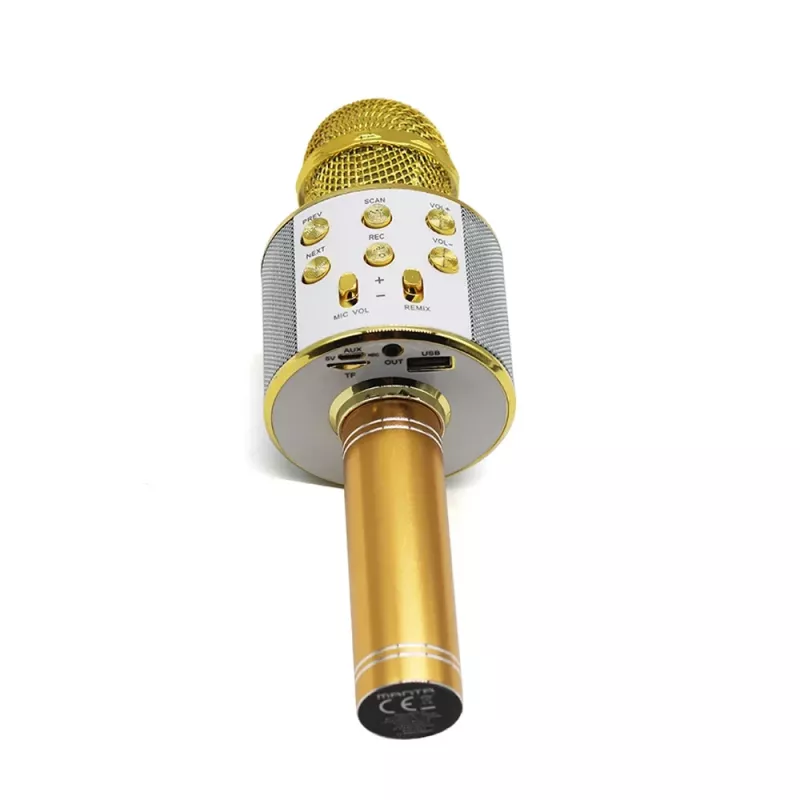 Microfono MANTA MIC10-G oro cardioide portatile — condensatore cardioide, design a mano