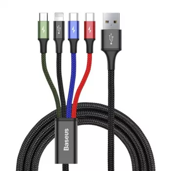 Cavo USB Baseus Fast 4in1 2xUSB-C / Lightning / Micro 3.5A 1.2m (nero)