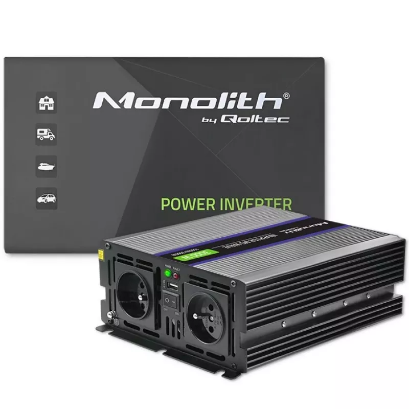 Inverter QOLTEC Monolith 3000 MS Wave, 12V→230V, 1500/3000W, con USB