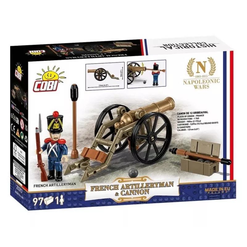 Set di costruzioni artigliere francese con cannone, 97 pezzi