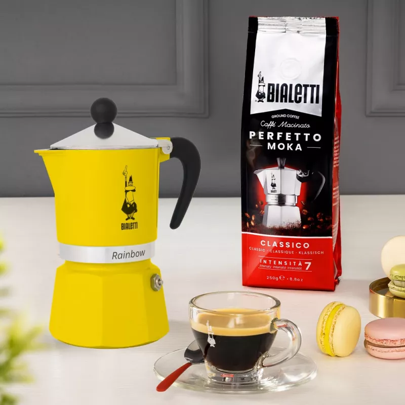 Moka pot Bialetti Rainbow nero giallo