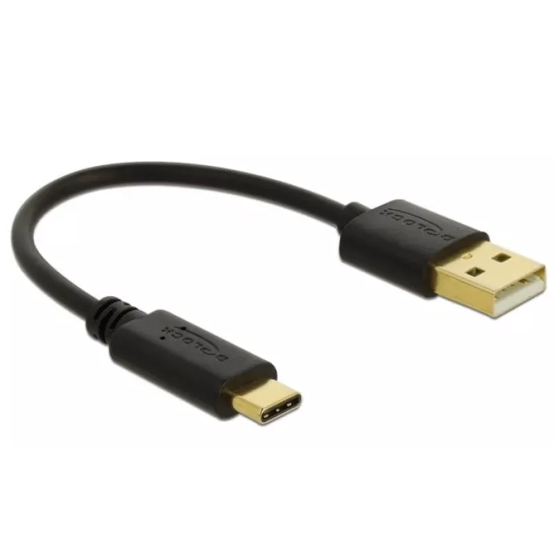 Cavo di ricarica USB DeLOCK Type-A su USB Type-C 15 cm nero