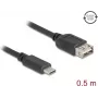 Cavo USB DELOCK 81535 USB 2.0, USB-C su USB-A, 0,5 m, nero