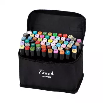 Set di pennarelli Extralink MARKERY 60SZT — 60 pezzi, punte a pennello e tonde, colori nero/corallo/menta/moka/sky